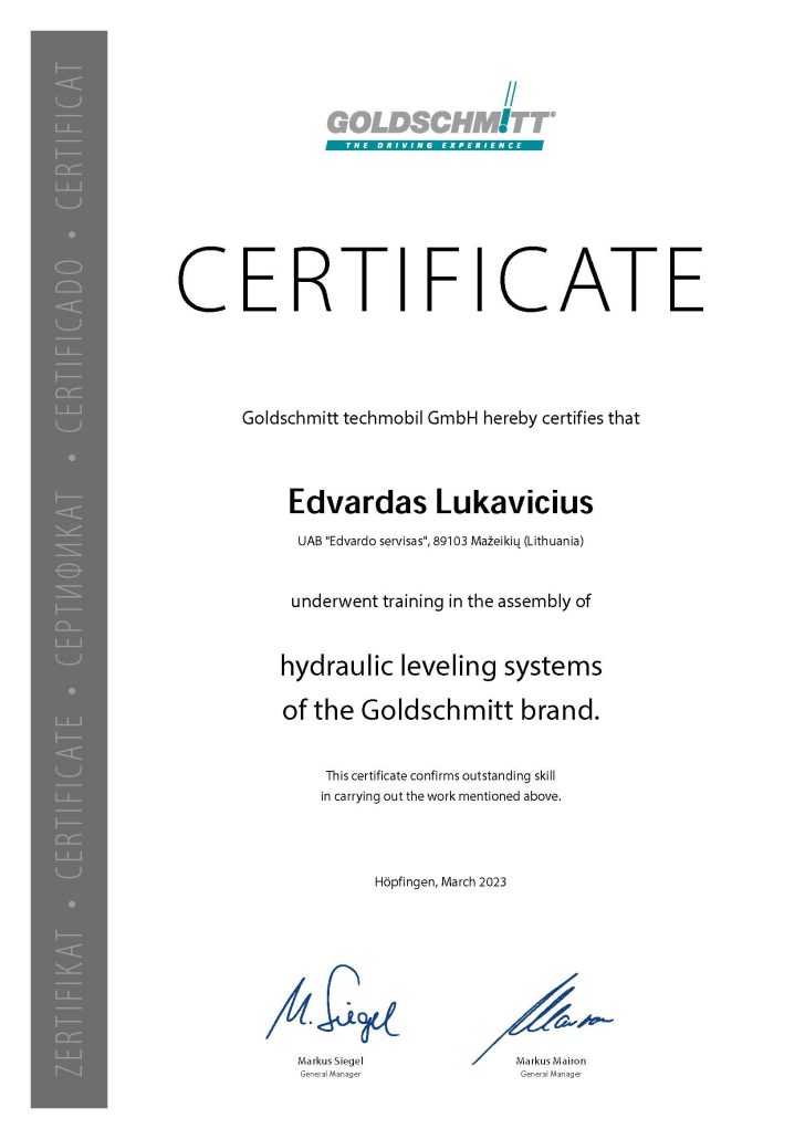 Hydraulic leveling systems Edvardas Lukavičius