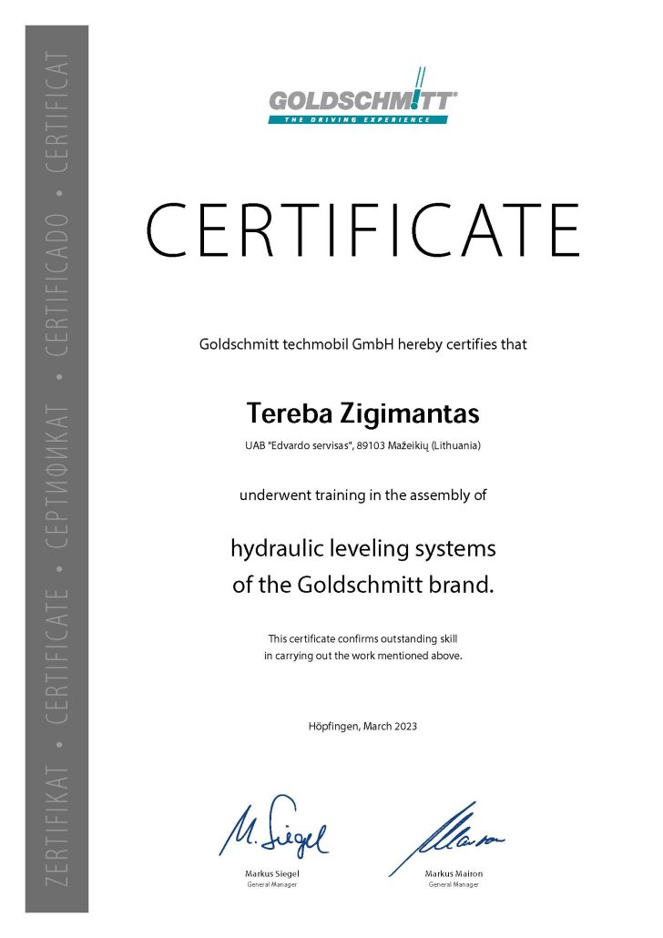 Hydraulic leveling systems Žygimantas Tereba