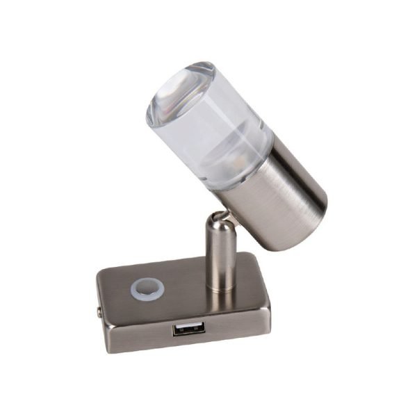 12 V šviesos diodų prožektorius su jutikliniu jungikliu ir USB prievadu USB prievadu