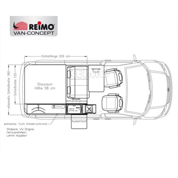 Stalo sistema VW T6.1:T6:T5 Bike & Surf rinkiniui