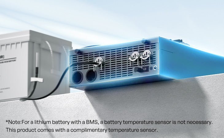„Renogy REGO“ 3000 W 12 V inverteris su įkrovikliu – akumuliatoriaus temperatūros jutiklis, yra komplekte
